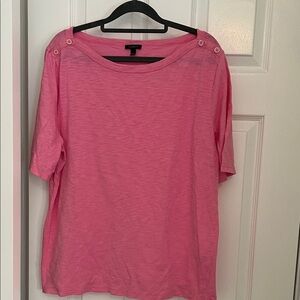 Talbots Pink Short Sleeve Top with Button Accents